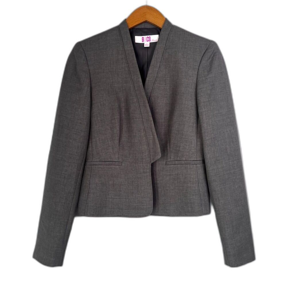 9&Co. Gray Open Front Notched Waist Classy‎ Basic Blazer Women's Size 2/Small
